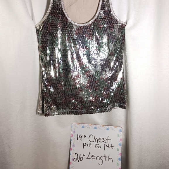 Womens Sequin Front Camouflage Tank Top Shirt Metallic Gold Back Size Large - Picture 2 of 11